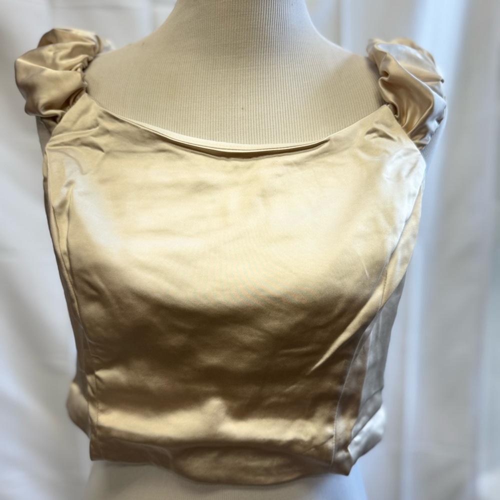 Women’s Wild Fable Cap Sleeve Satin Party Top Off White NWT Size Medium‎
